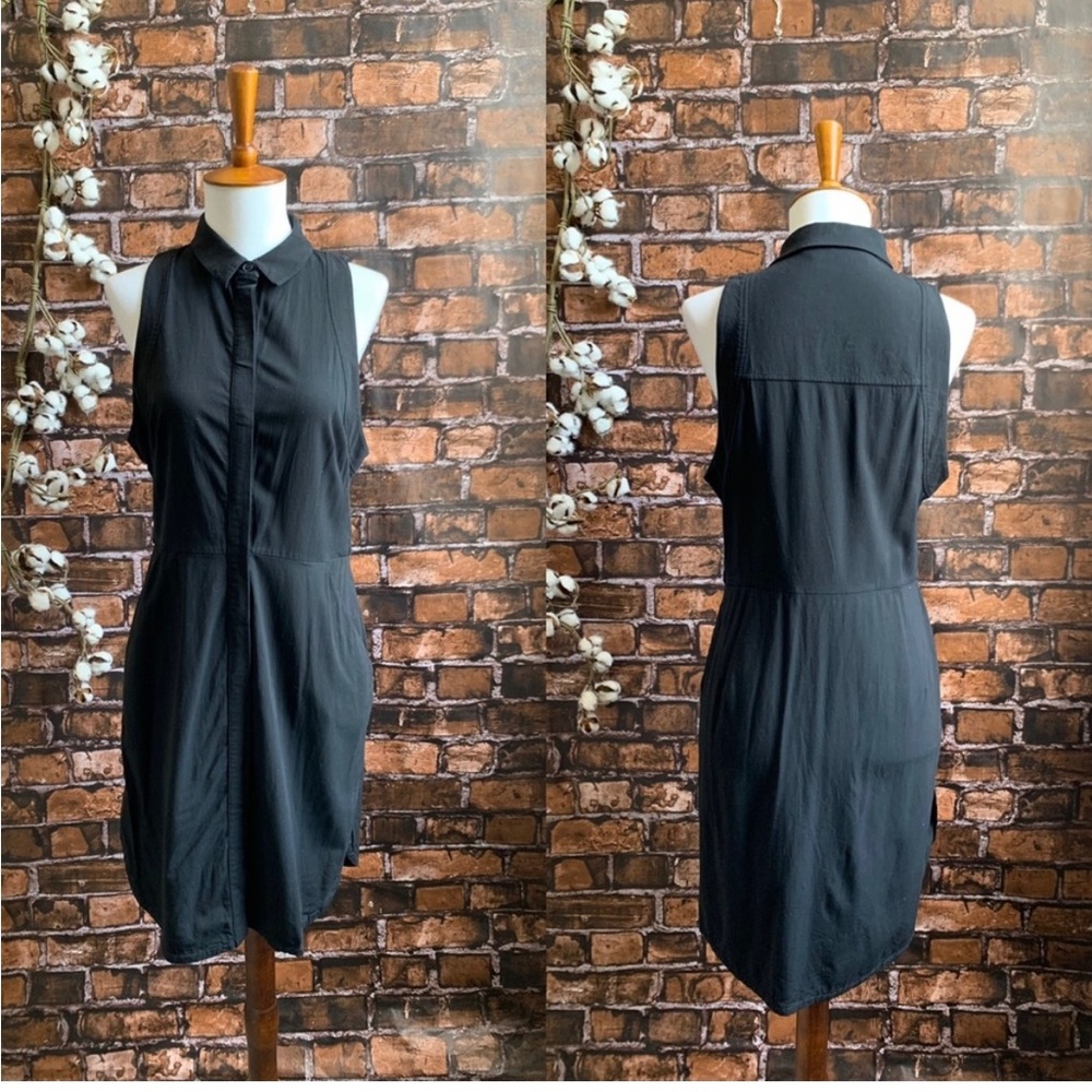 Allsaints Elm Sleeveless Shirtdress Black